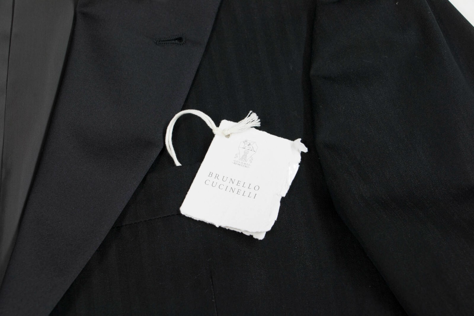 Pre-owned Brunello Cucinelli $5495  Men's Herringbone 2-piece Tuxedo Suit A238 In Black