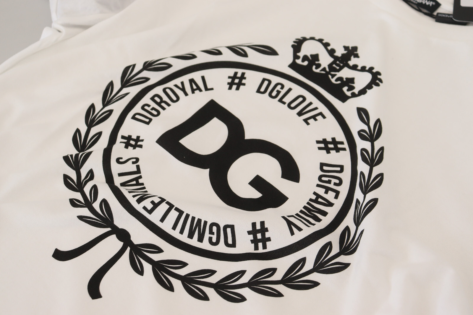 Pre-owned Dolce & Gabbana Sweater White Blue Dg Crown Pullover It50 / Us40 / L Rrp 460usd
