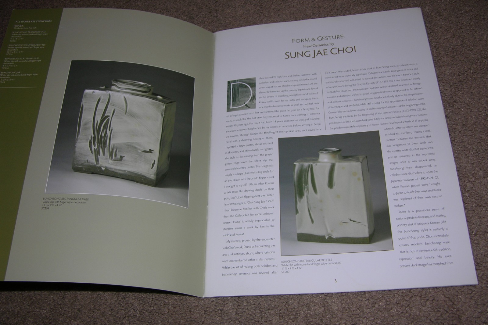 Sung Jae Choi Pottery-Ceramics Form & Gesture Catalog, Pucker Gallery Boston MA