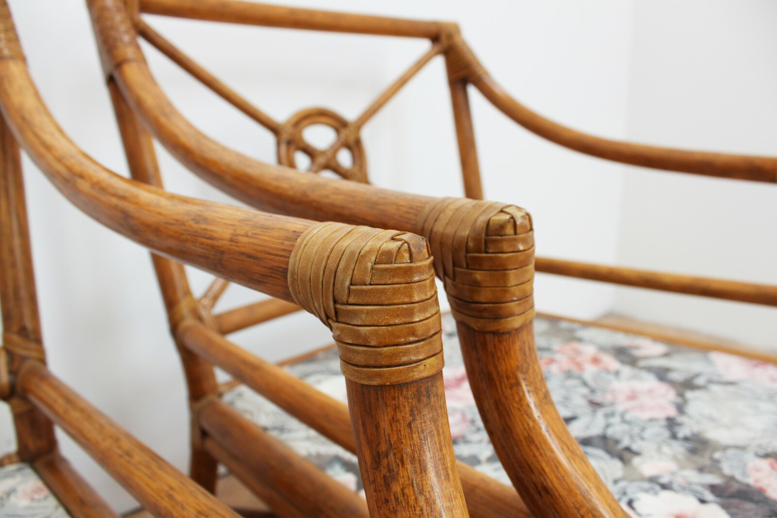 Pair Vintage McGuire Bamboo Rattan Accent Lounge Chairs Target Back