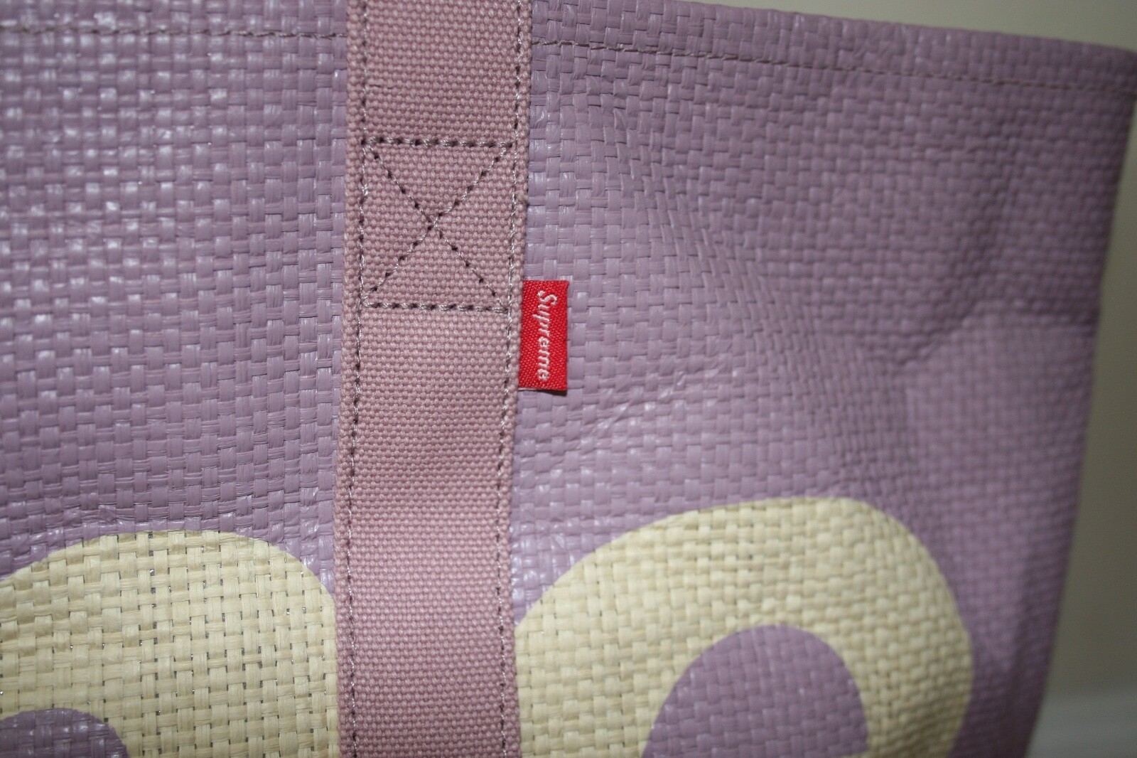 supreme raffia tote purple