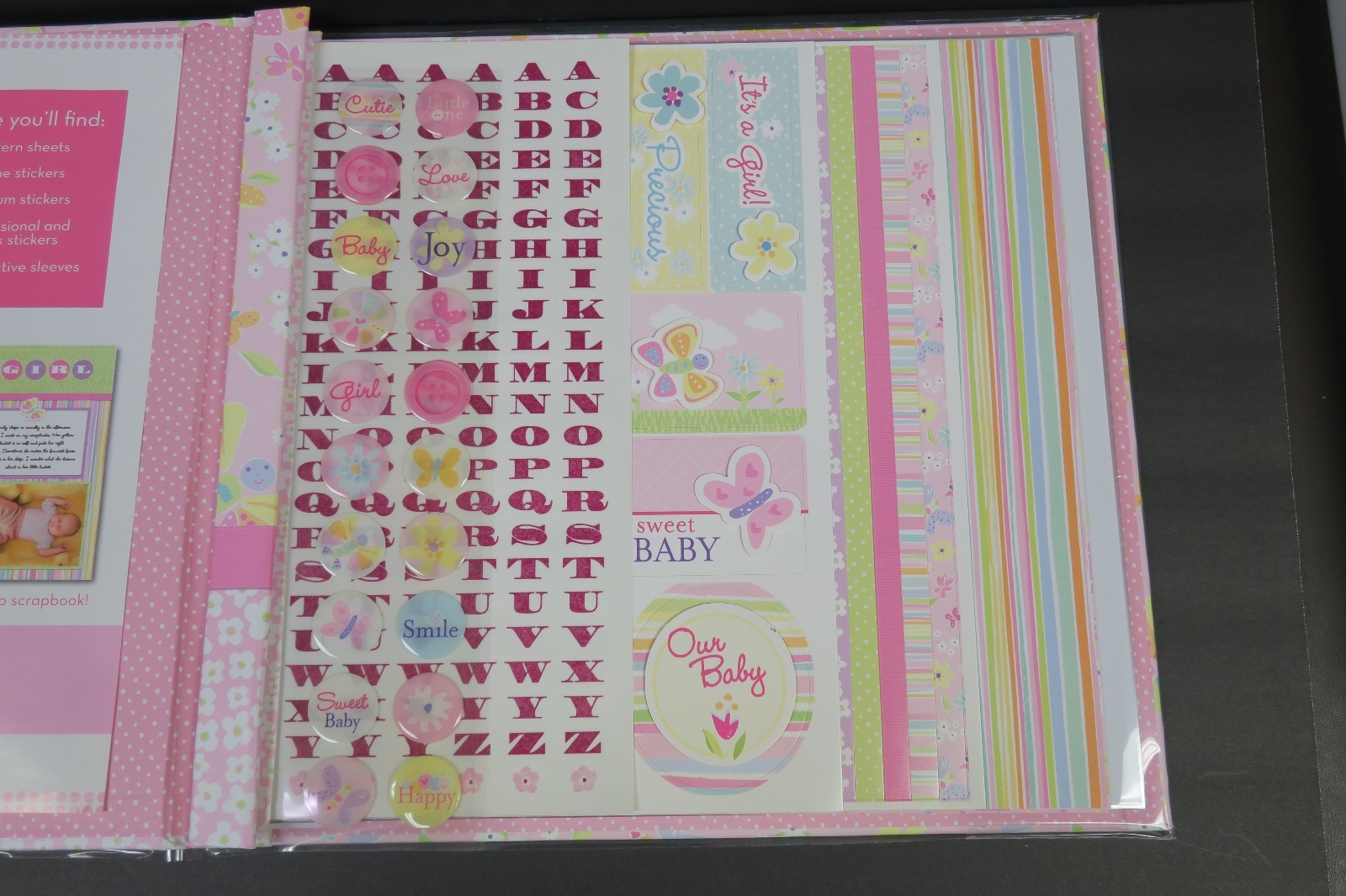 NEW Linda Lu Girl Scrapbook Memory Kit -12x12 album, paper & accessories--pink!