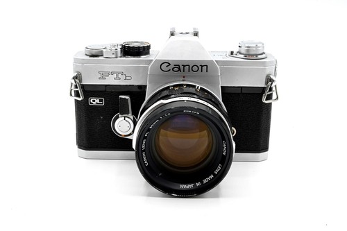 Chrome Canon FTb-QL 35mm SLR Camera with 50mm f/1.4 FL Lens