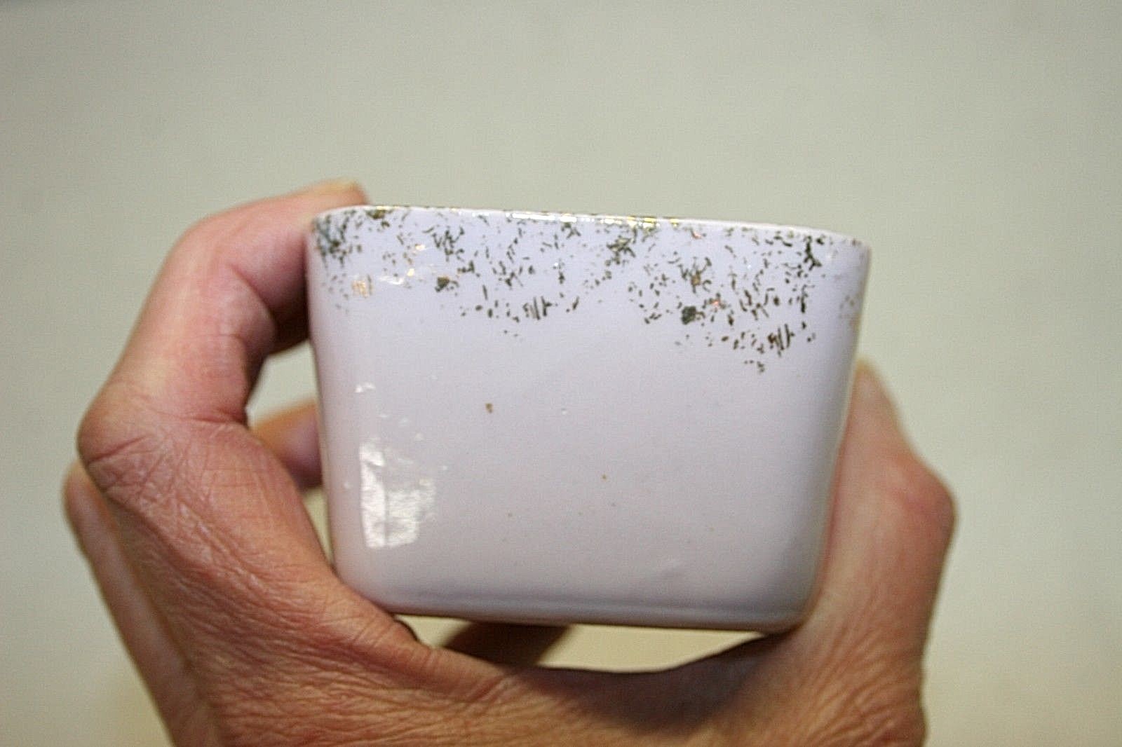 SMALL~VINTAGE~LEFTON~RECTANGLE CHINA TRINKET DISH 1 3/4