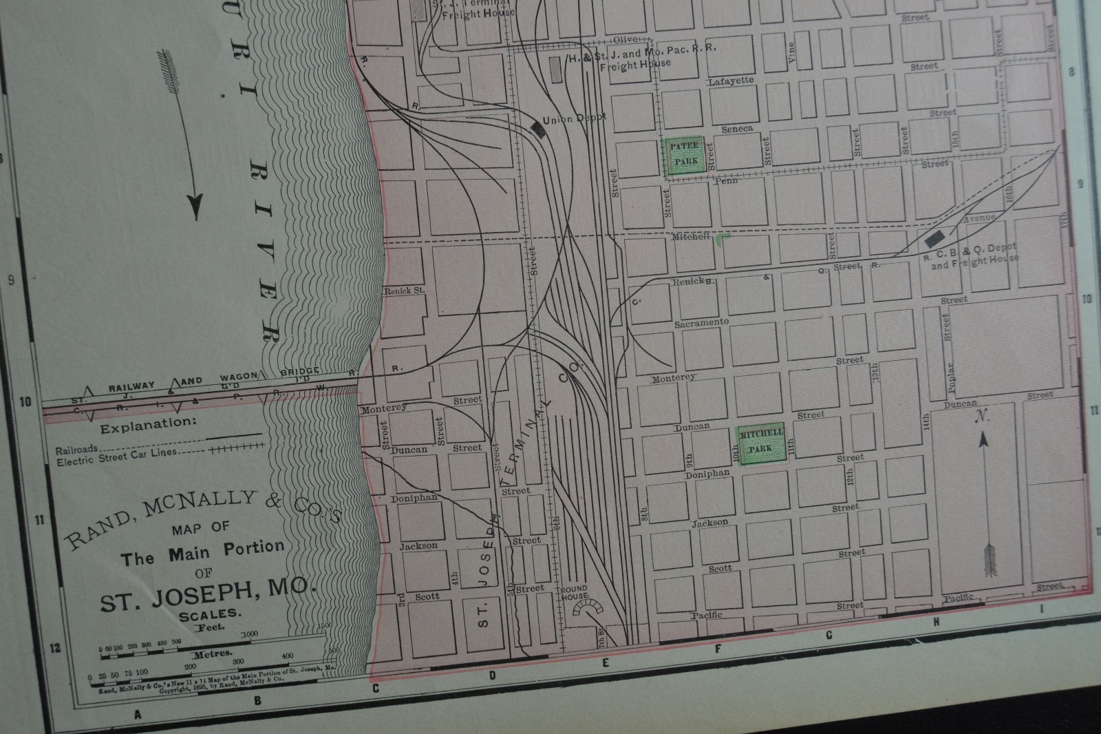 1895 Antique Map of St. Joseph Missouri