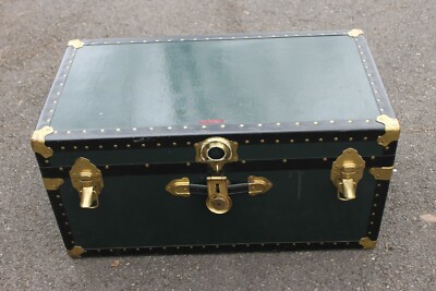 Vintage French large metal orange lockable cabinet box storage chest tools luggage circa 1970/'s English Shop