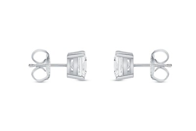 Pre-owned Shine Brite With A Diamond 4.5 Ct Princess Cut Earrings Studs Real Solid 14k White Gold Push Back Basket In White/colorless