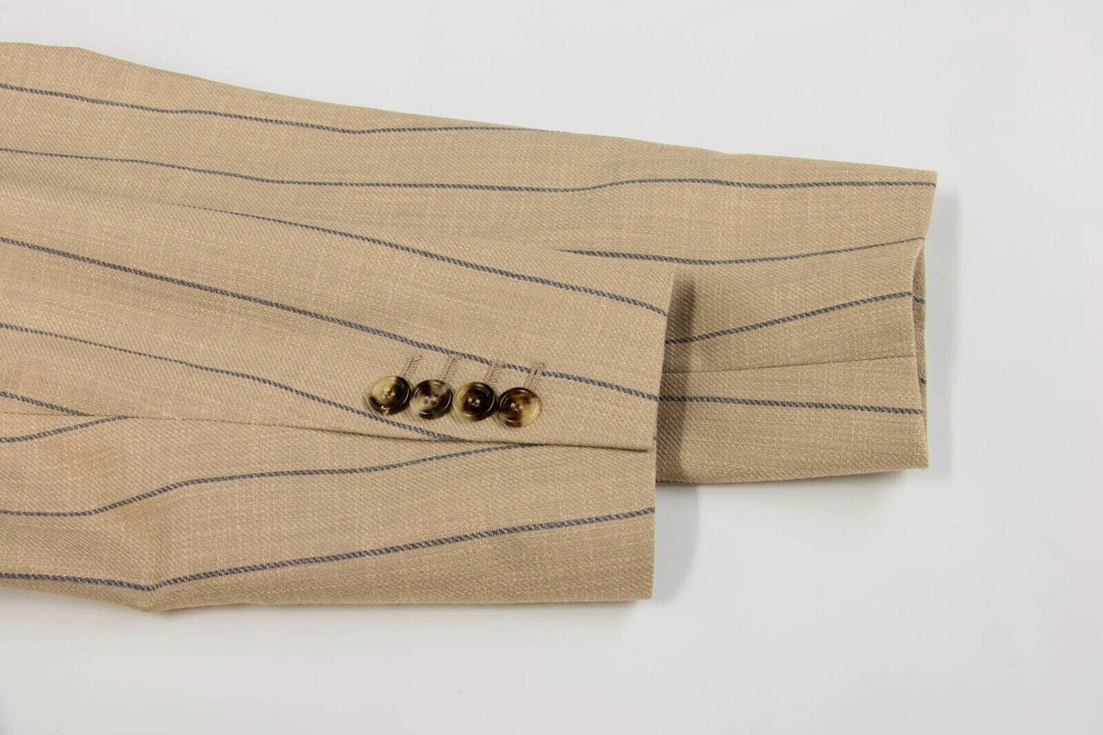 Pre-owned Brunello Cucinelli Nwt$4595  Men's Pinstripe Print Sport Coat W/logo Buttons A248 In Khaki-taupe + Blue Print