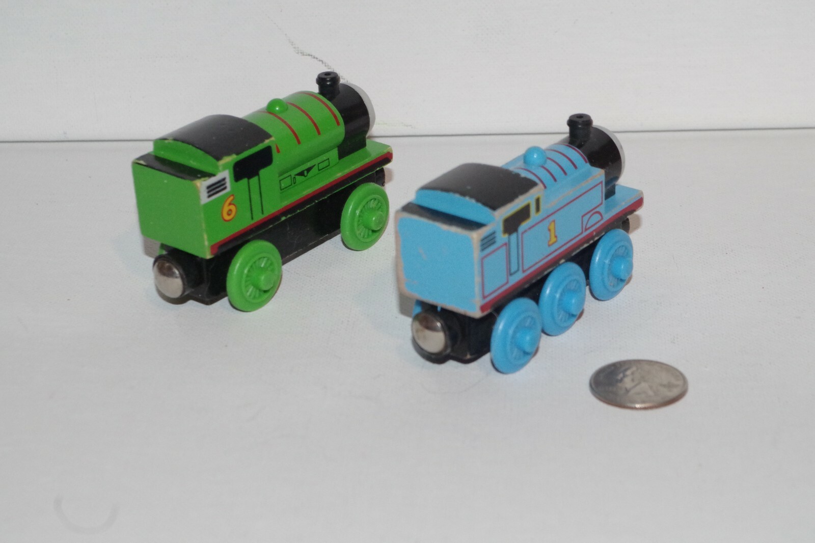 Thomas & Friends Wooden Railway Train Tank Engine Percy and Thomas Lot of 2, GUC