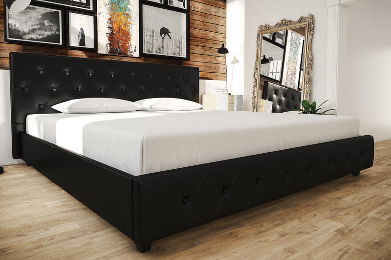 NEW King Size White Bed Frame Bedroom Furniture, Upholstered Tufted Leather Pane