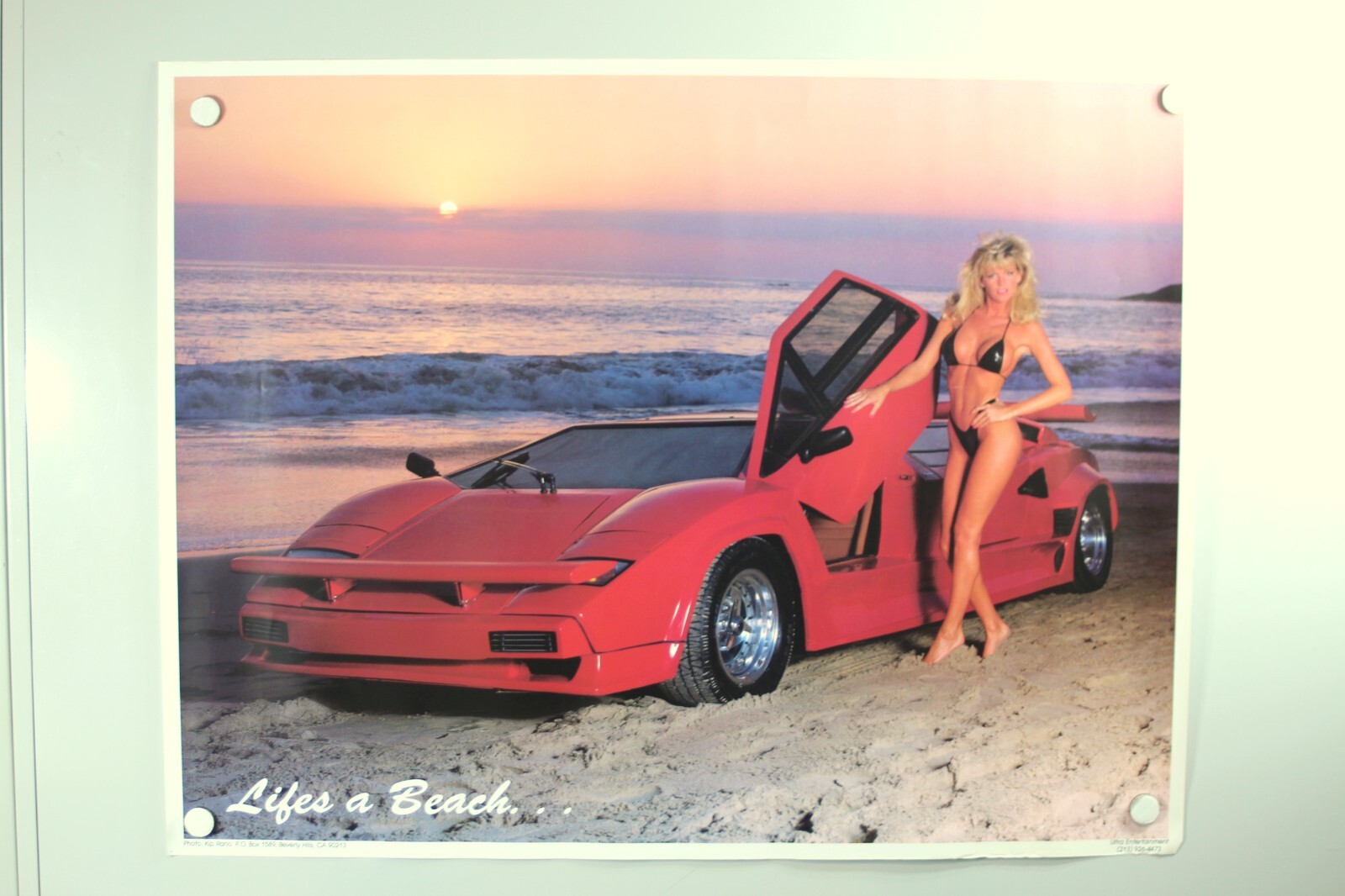 絵画、イラスト ポスター pininf Vintage Lamborghini Countach 1980's PIN UP