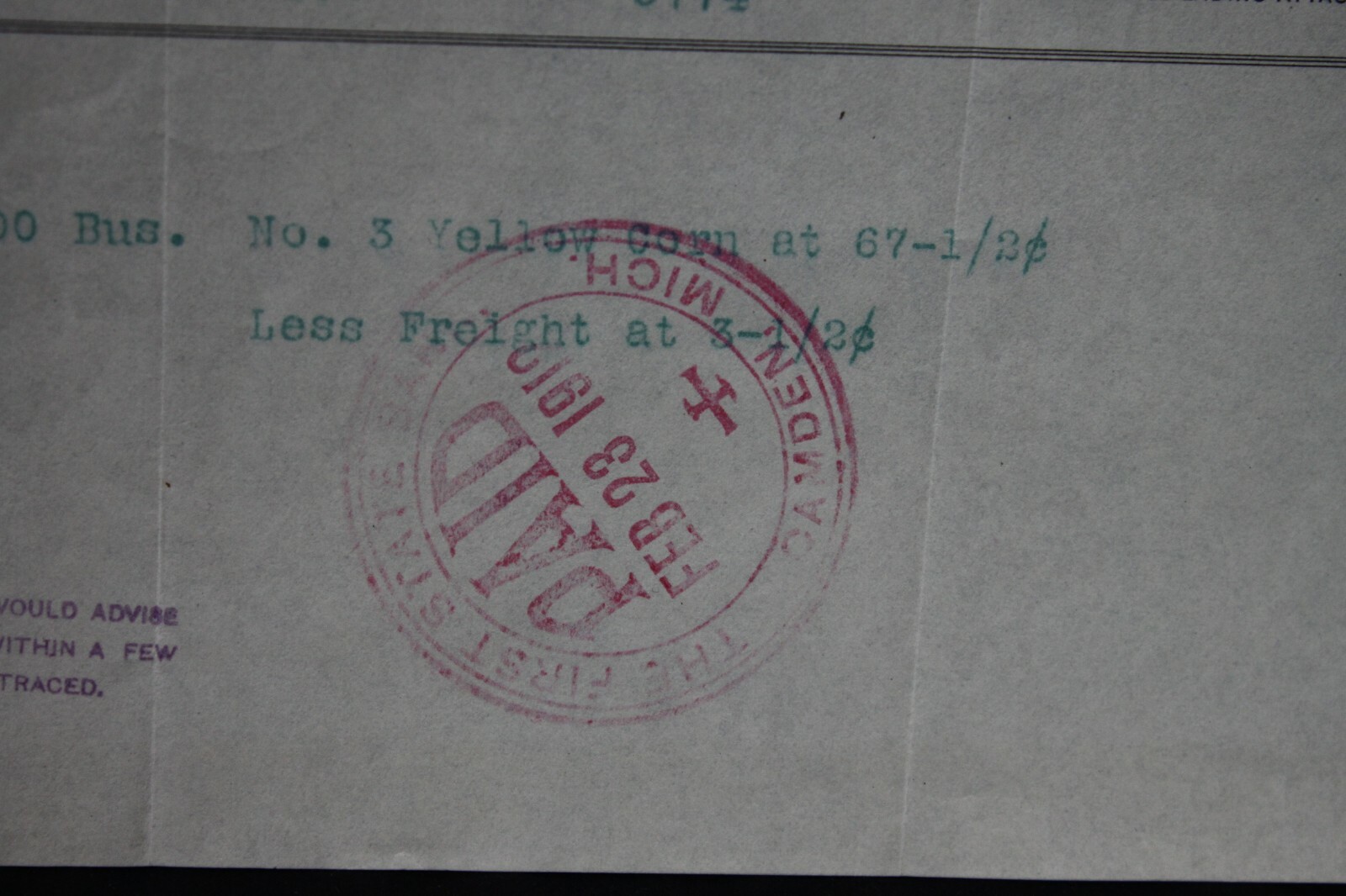 Vtg Jackson Michigan 1912 Invoice Paper Bill Stockbridge Elevator Co Beans Grain