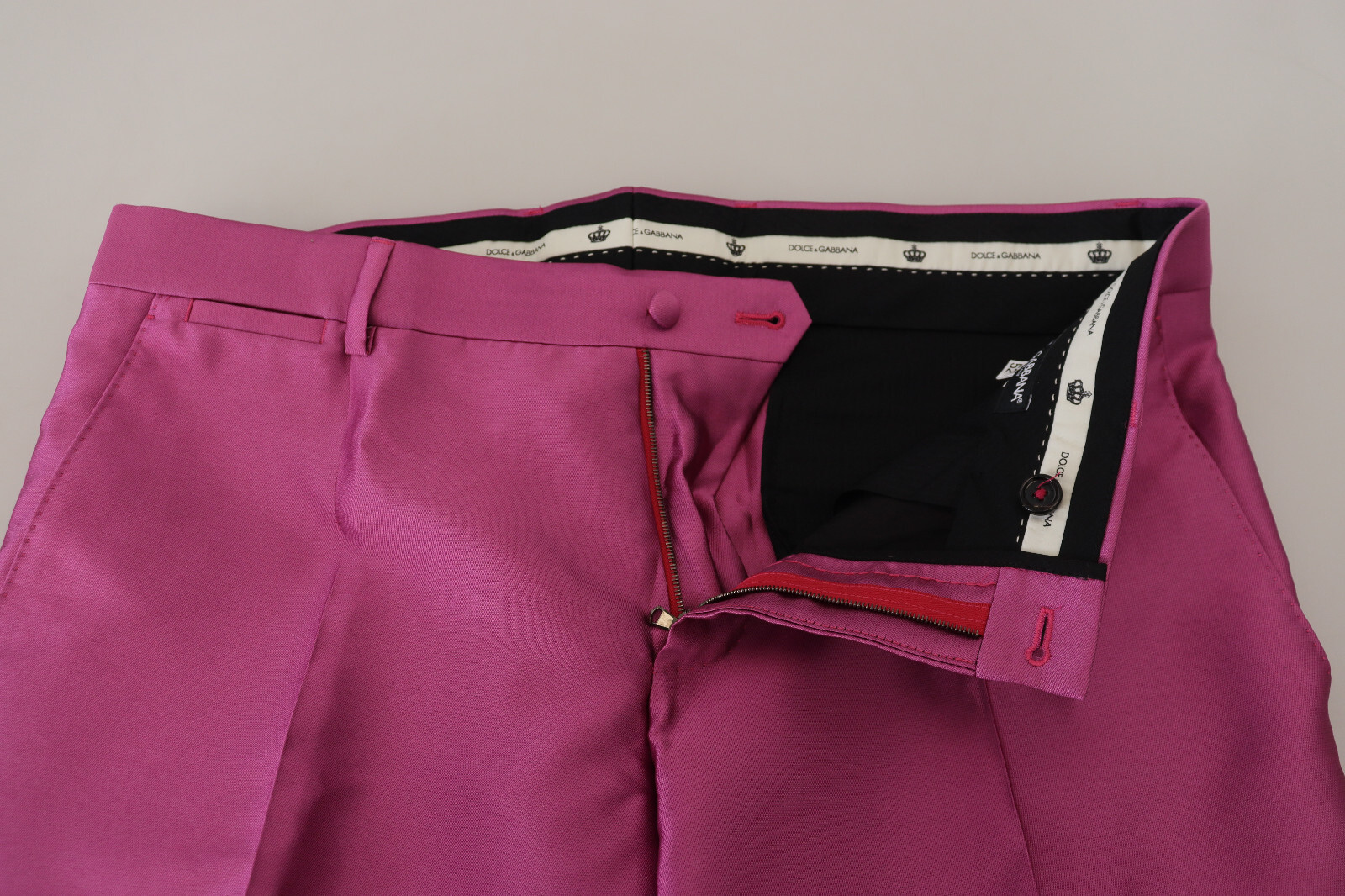 Pre-owned Dolce & Gabbana Pants Pink Silk Slim Trousers Dress Formal It46 / W32 Rrp $1400