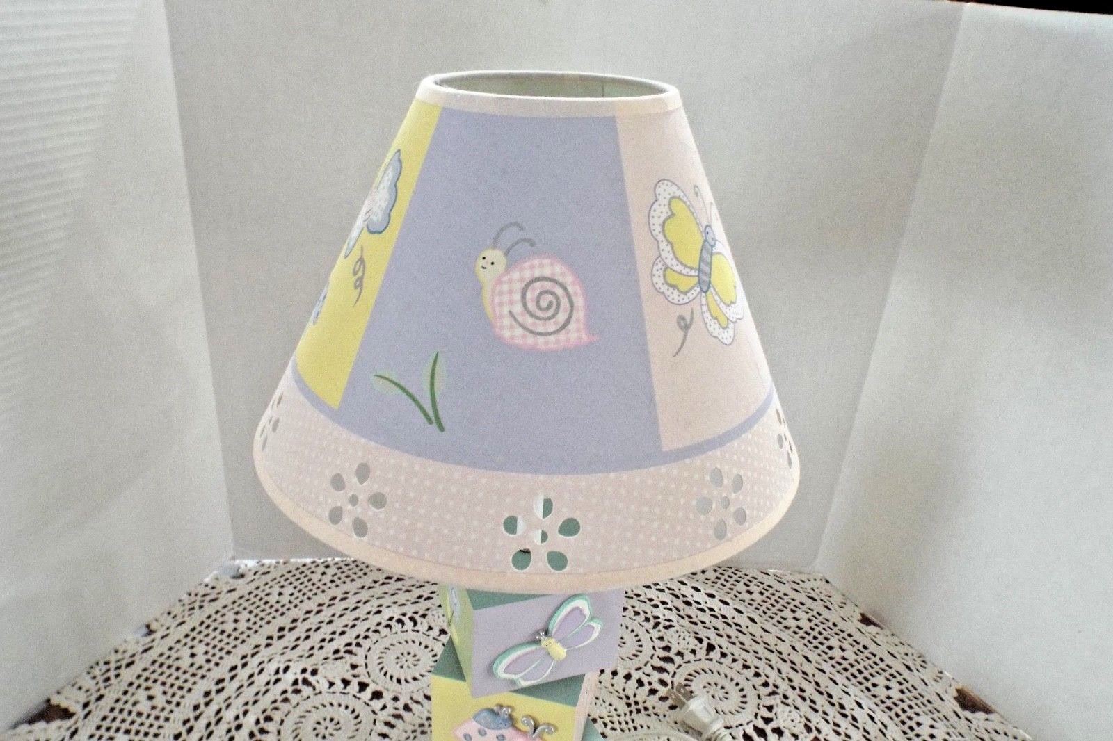 KIDSLINE GOSSAMER WINGS BABY NURSERY LAMP w/ SHADE Butterflies, Flowers, Snails