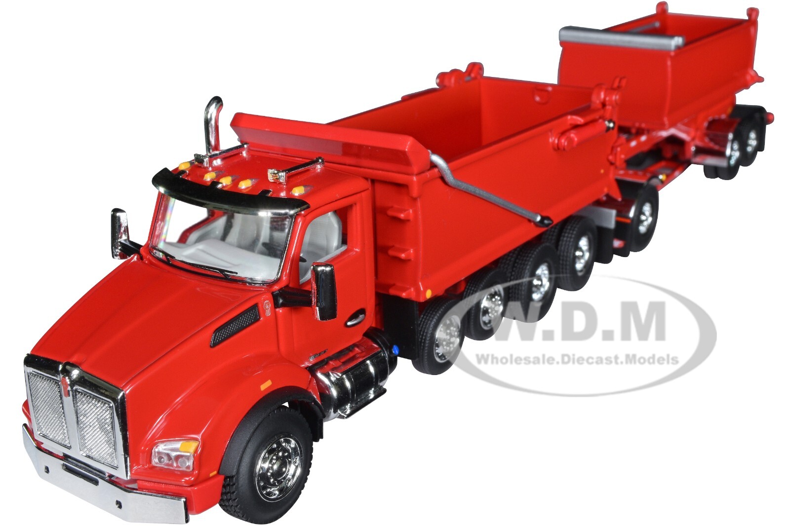 KENWORTH T880 DUMP TRUCK & DUMP TRAILER RED 1/64 DIECAST DCP