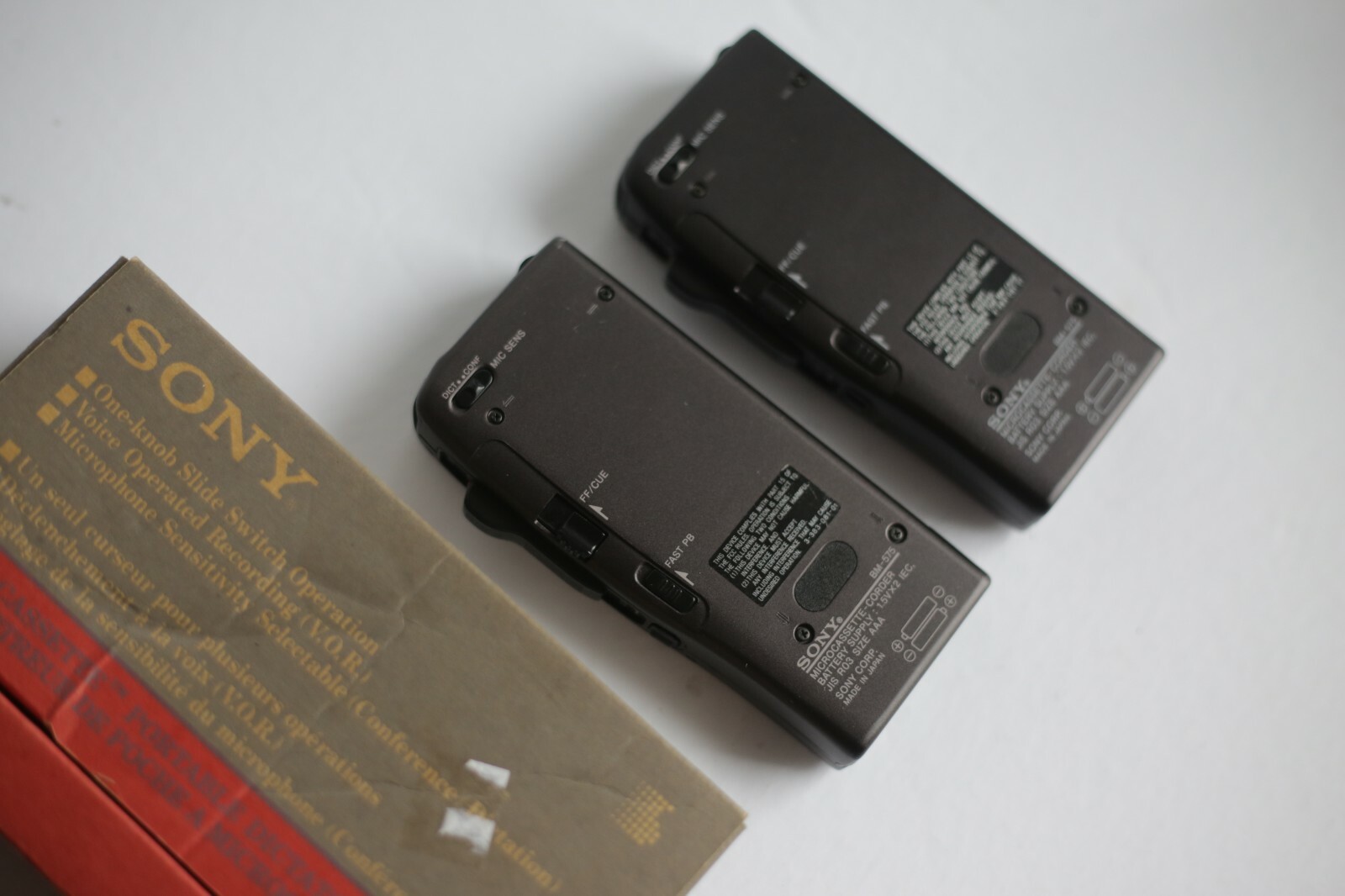 2 Sony Voice Operated Recording Microcassette Dictation BM-575 Mint