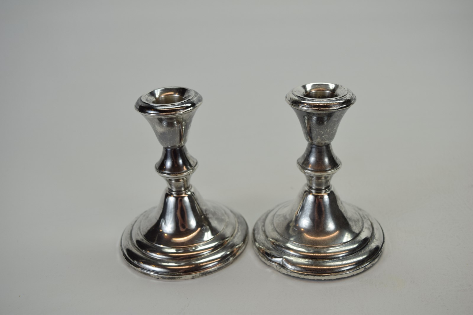 Pair Sterling Silver Candle Holders By Frank M Whiting Company Weighted #223