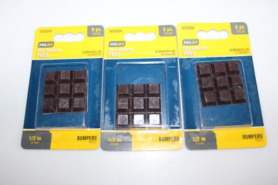 3 Projex Rubber Self Adhesive Bumper Pad Brown Square 1/2 in. W X 1/2 in. L 9 pk