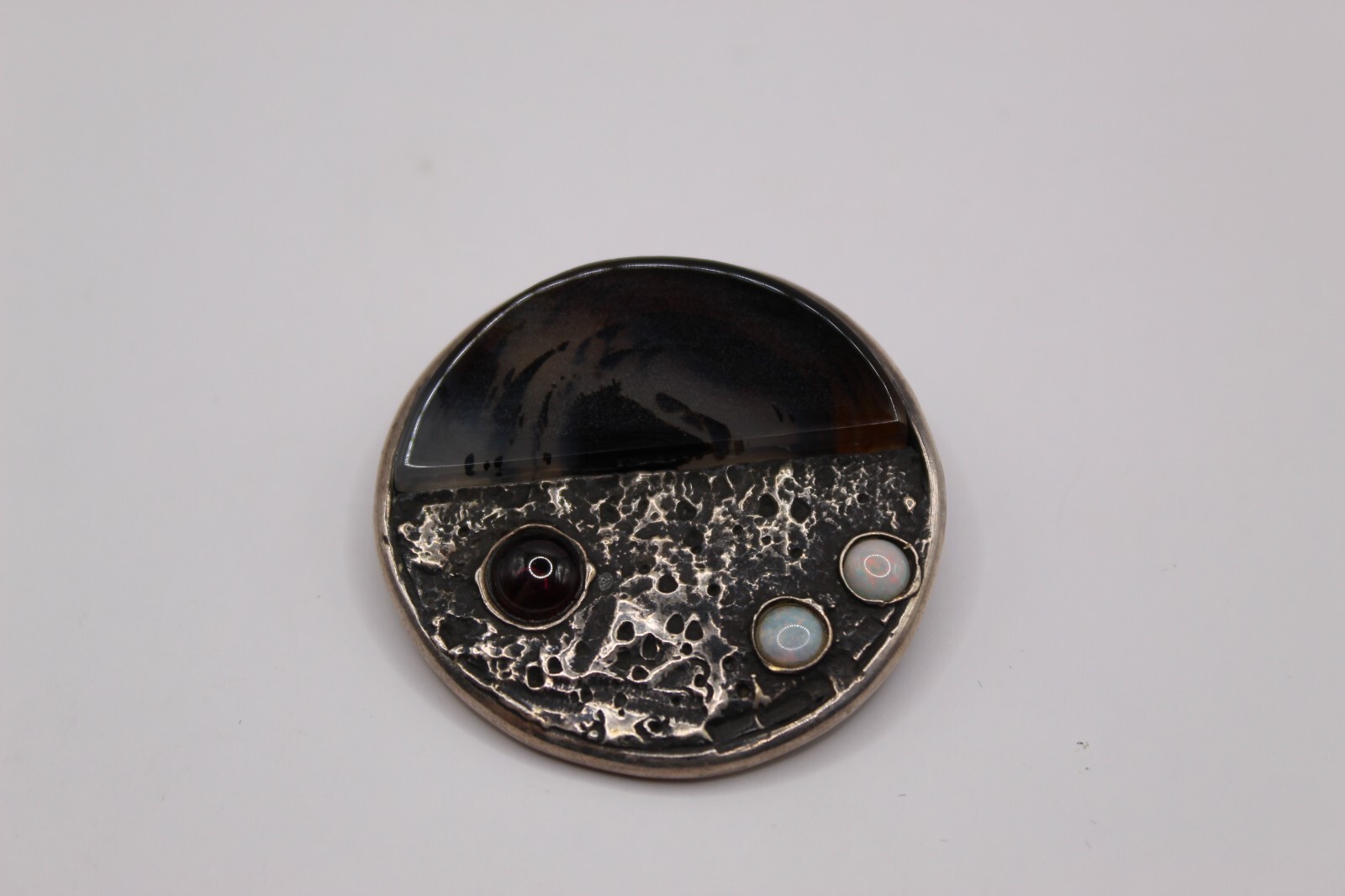 1991 Pm. Smiley SS Custom Multi-Stone Disk Pendant (073PID