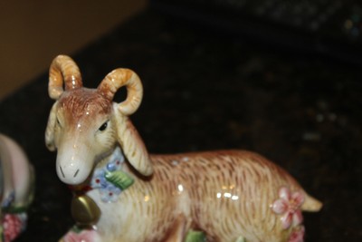 Fitz & Floyd Country Chic Salt & Pepper Shaker Set Pig Ram Sheep