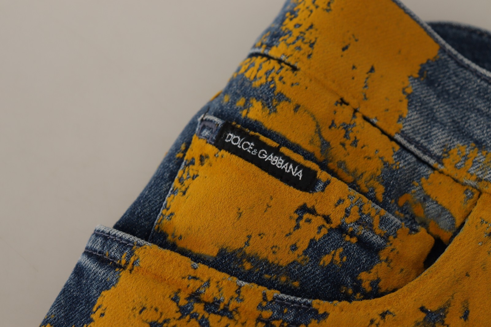 Pre-owned Dolce & Gabbana Jeans Blue Yellow Dye Cotton Skinny Men Denim It52/ W38/xl $1300