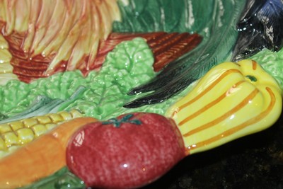 Fitz & Floyd Rooster Coq du Village Vegetables Platter ready to hand on wall too