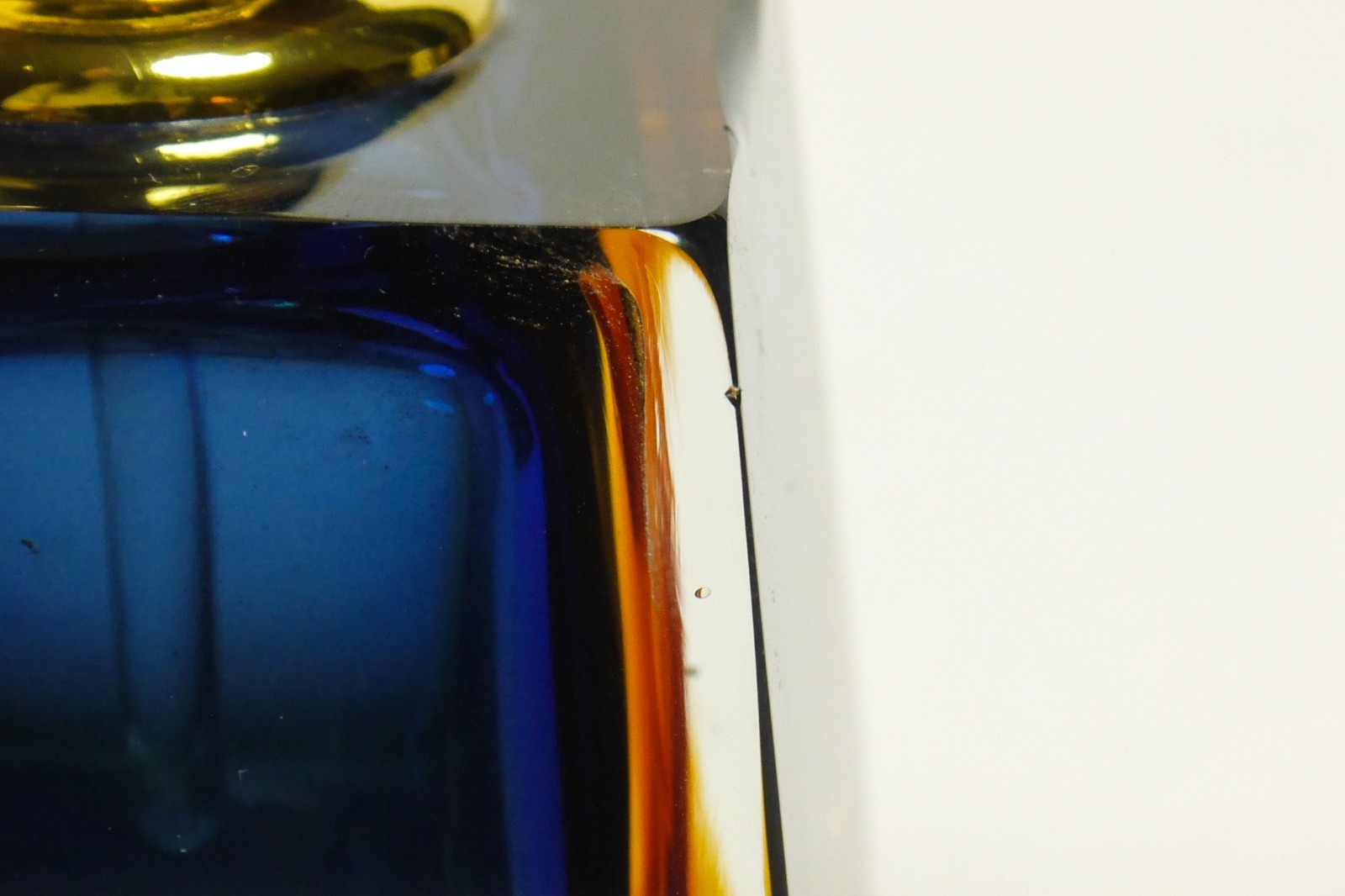 Bombay Sommerso Glass Perfume Scent Bottle Bulls eye Layers Orange Blue Vanity