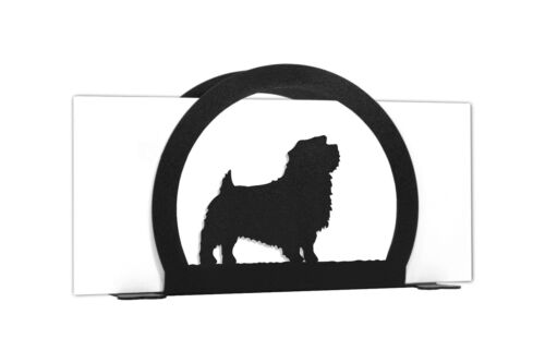SWEN Products NORFOLK TERRIER Dog Black Metal Letter Napkin Card Holder