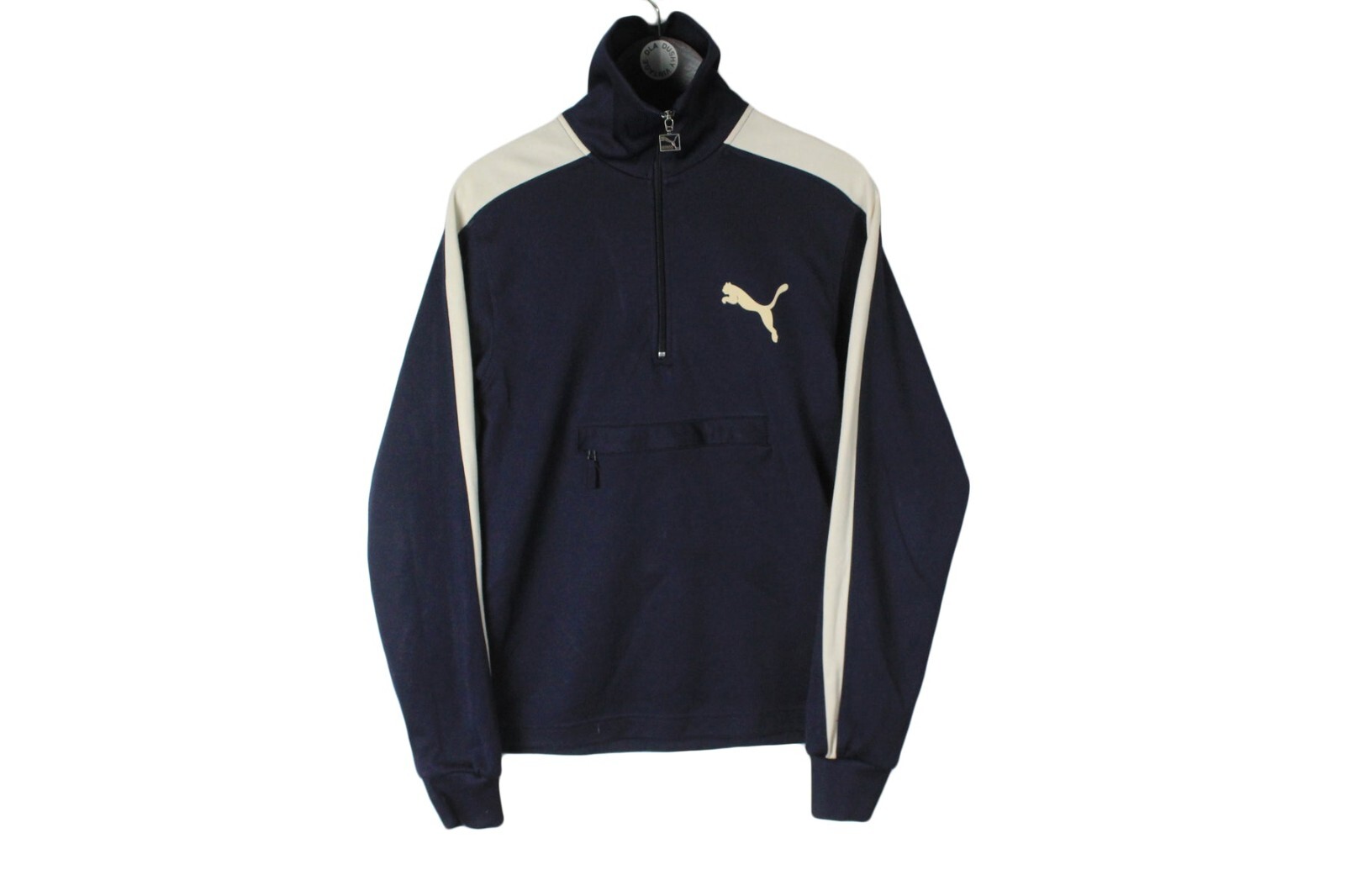 トップス 90s PUMA HALF ZIP SWEAT Vintage 90s Puma Half Zip Sweatshirt Sidetape Spellout Big