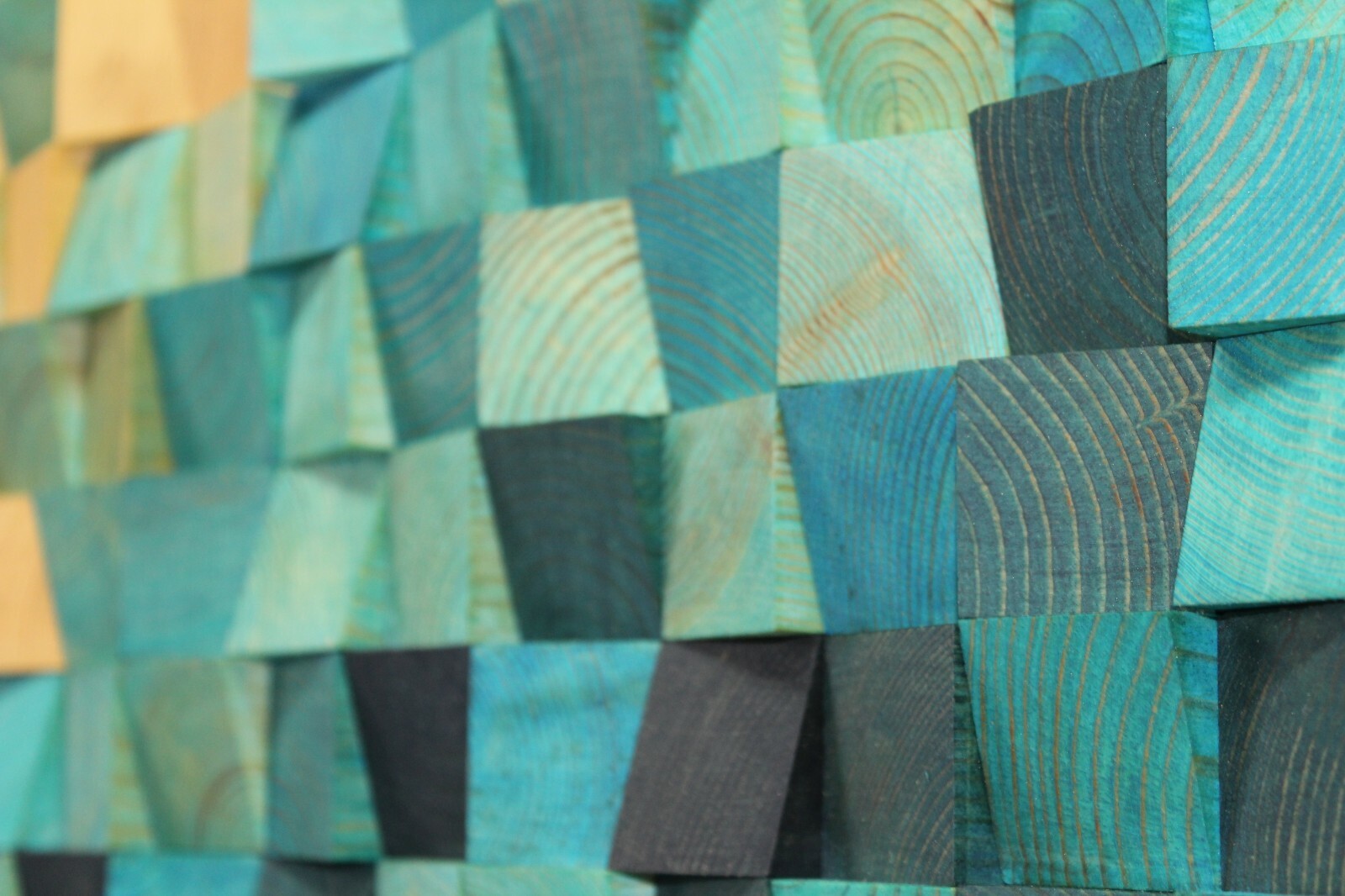 Richwood 3D Wood Art Checkered Wall Hanging - HEAVY Duty- Hand Made - Blue