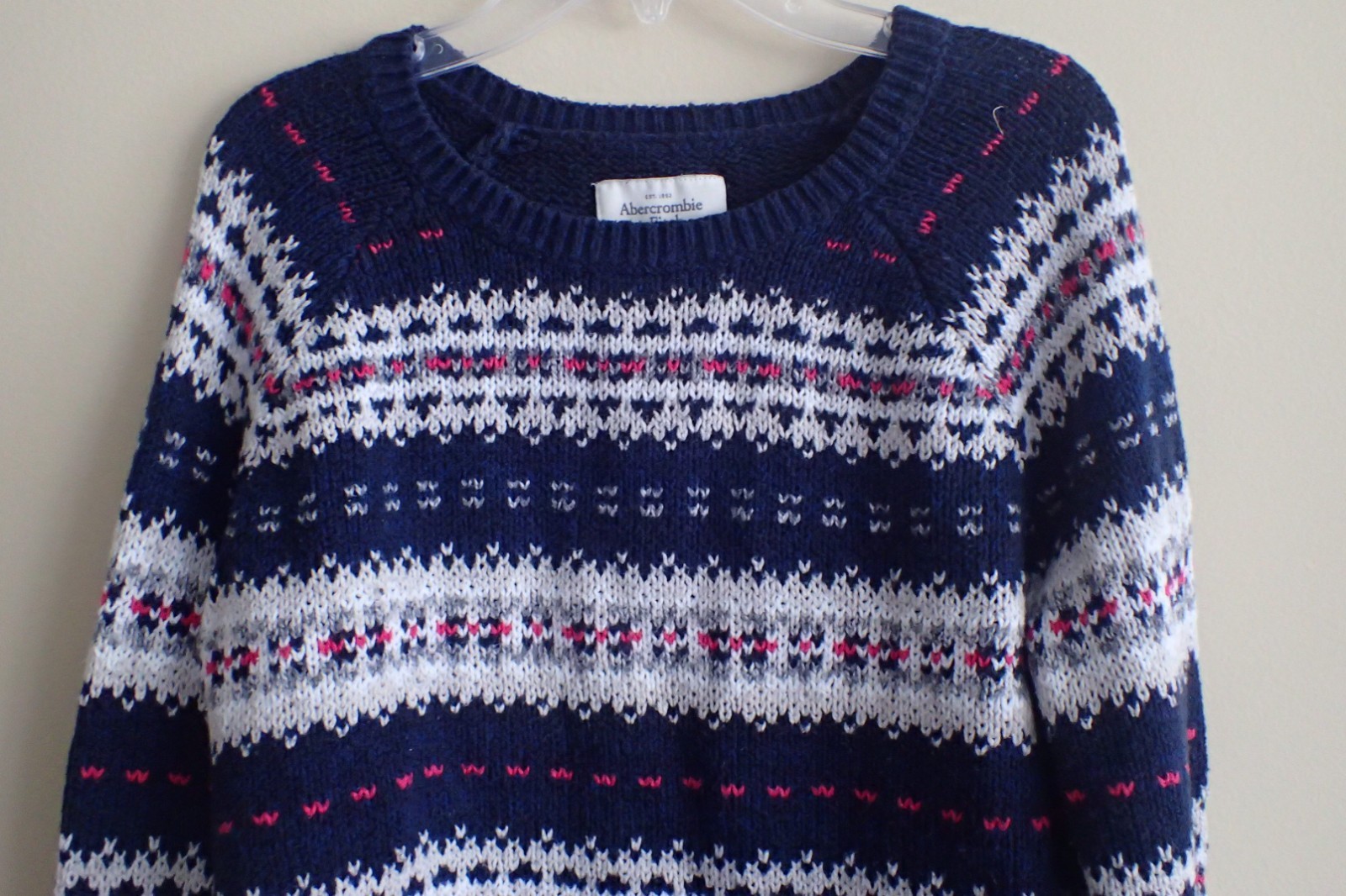 Abercrombie & Fitch Girls Blue Knit Sweater Sz S - with nordic like design