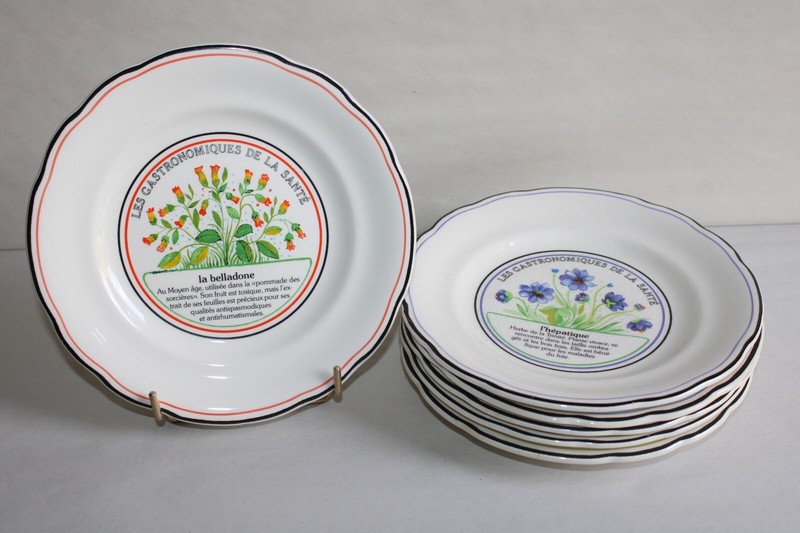 6 Assiettes Desserts FaÃ¯Ence De Gien, Gastronomiques De La SantÃ© Jardin EnchantÃ©