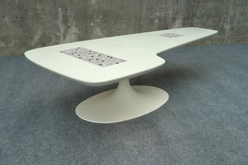 Mid Century Modern Saarinen Style Burke Tulip Aircraft Carrier Tile Coffee Table