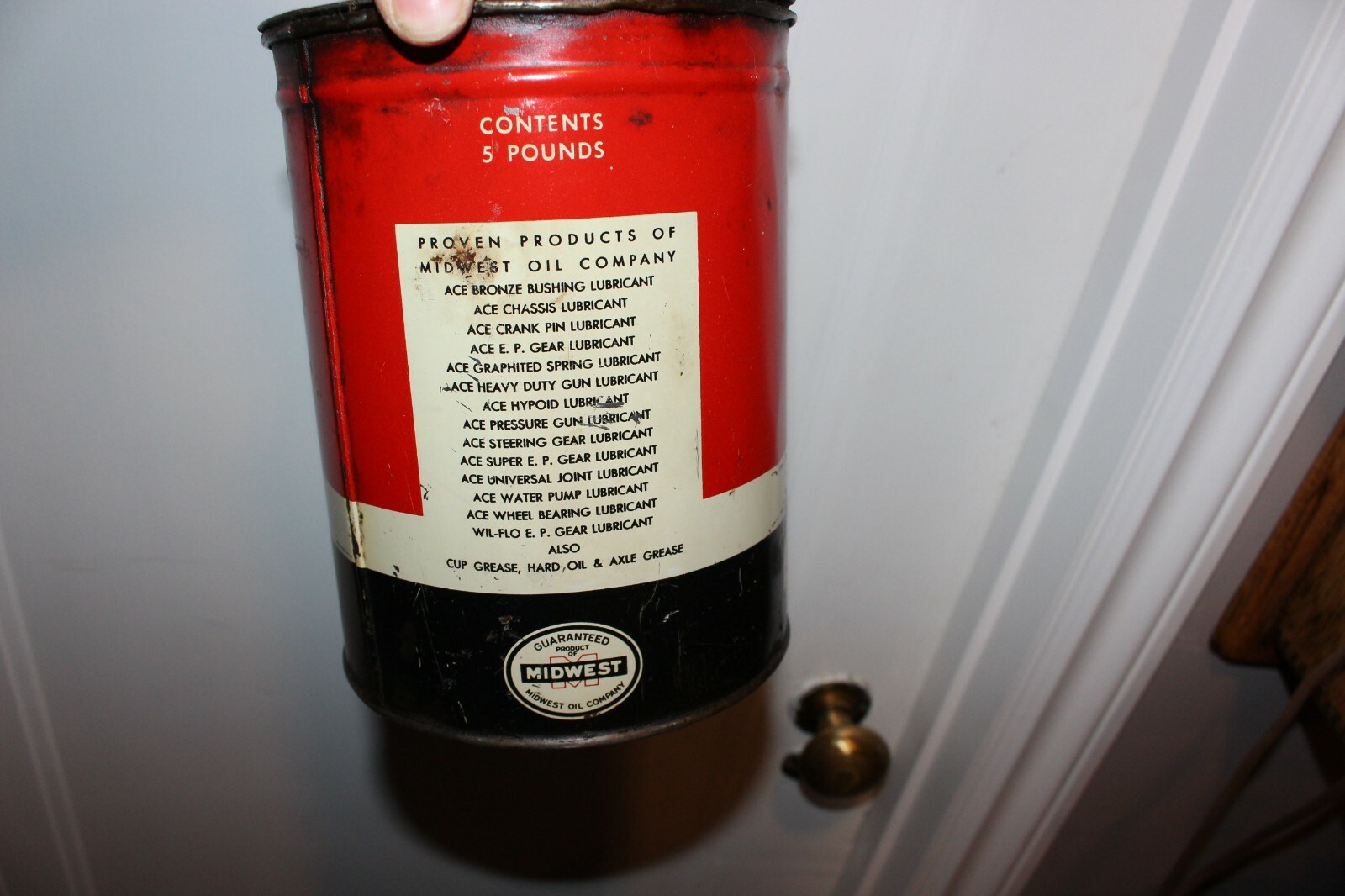 Vintage ACE Grease 5 Pounds Oil Can Tin Advertising Midwest Minneapolis Fargo