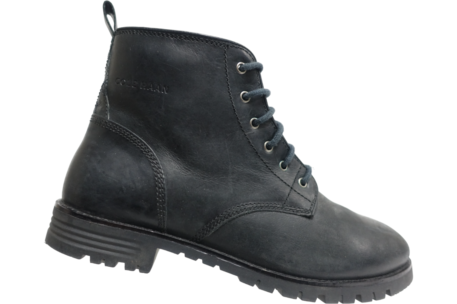 COLE HAAN Grand 6-Eye Black 9.5 M Men Leather Ankle Waterproof Boots