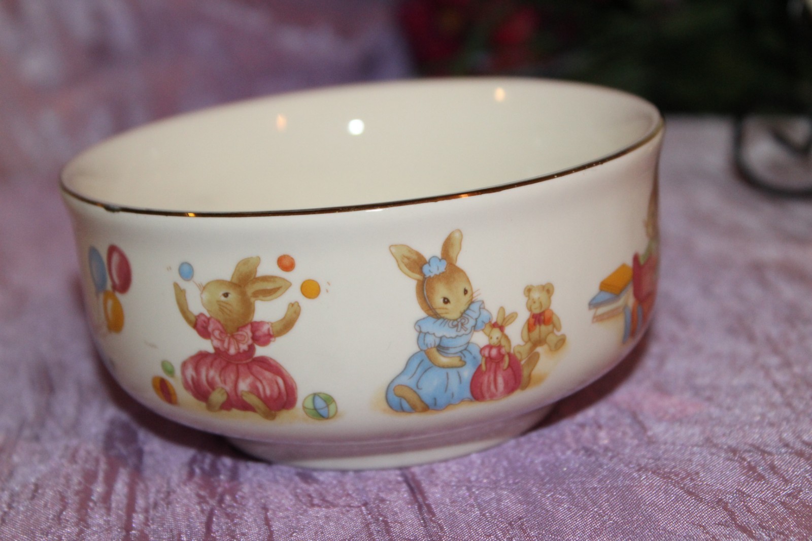 Mount Clemens Pottery Japan Rabbits Balloons Toys Baby Childs Plate Bowl Cup Set