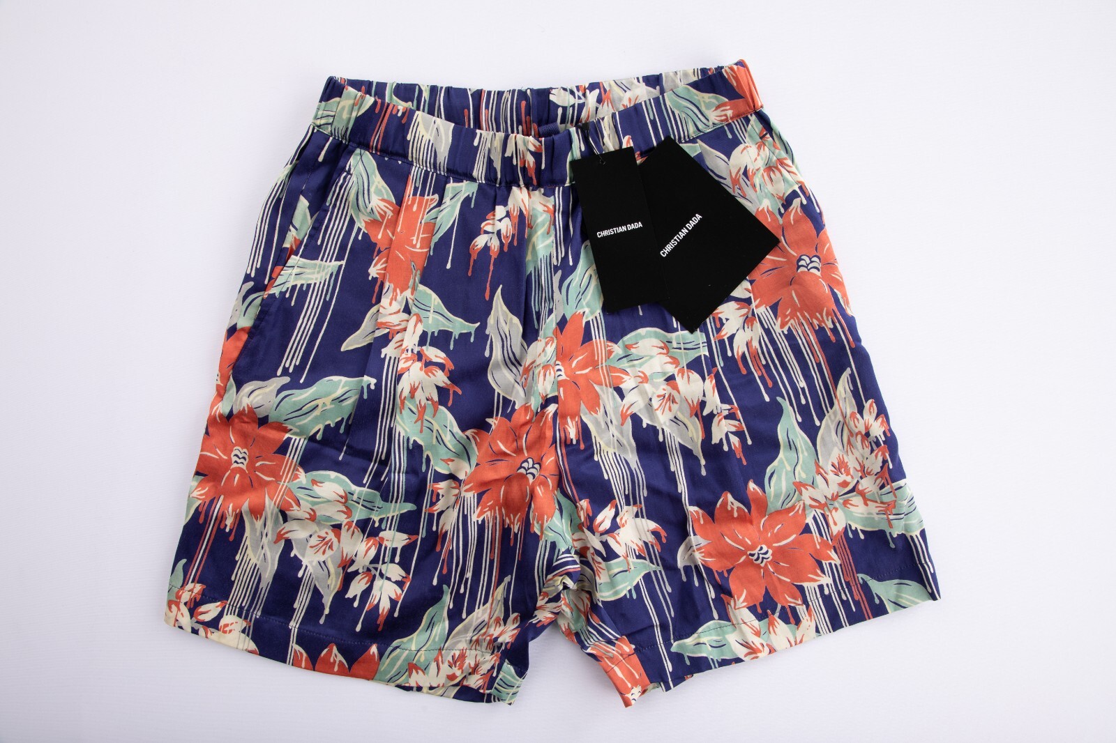 パンツ CHRISTIAN DADA LIQUIDATED ALOHA SHORTS New $165 CHRISTIAN DADA Red Liquidated Aloha Cupro Cotton