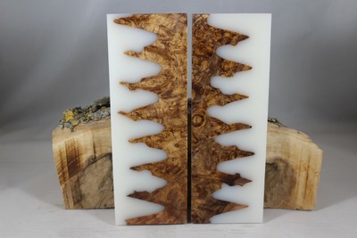 BURL WHITE COMPOSITE KNIFE HANDLE MATERIAL BLANK SCALES (212)