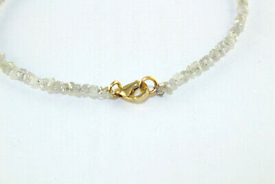 Pre-owned Big-diamonds Grey Rough Uncut Diamond Beads Bracelet With 18k Gold Lobster Clasp 2.50-3.00 Mm In Gray
