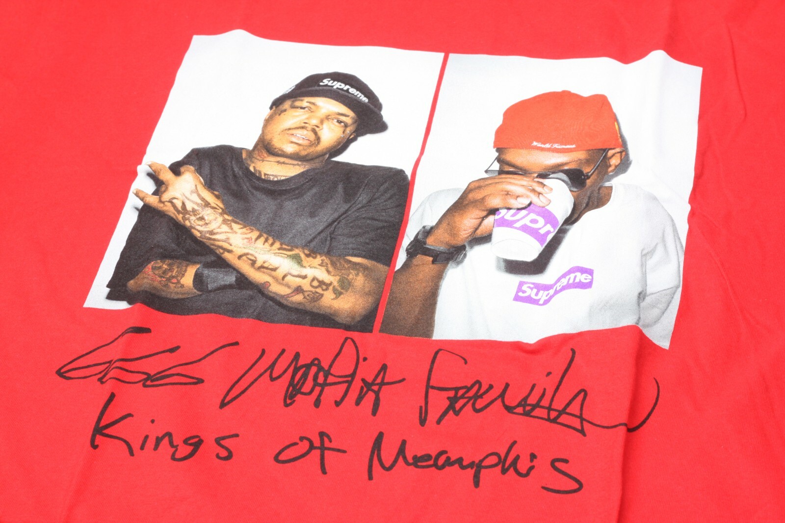 Supreme 2012 F/W Three 6 Mafia Tee シュプリー Red NEW Supreme Three 6 Mafia Photo Tee FW 2012 Box Logo Six