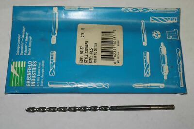 12 pcs GREENFIELD #5 Parabolic Taper Length TiCN Coated Drills 120WLPN 50137 USA