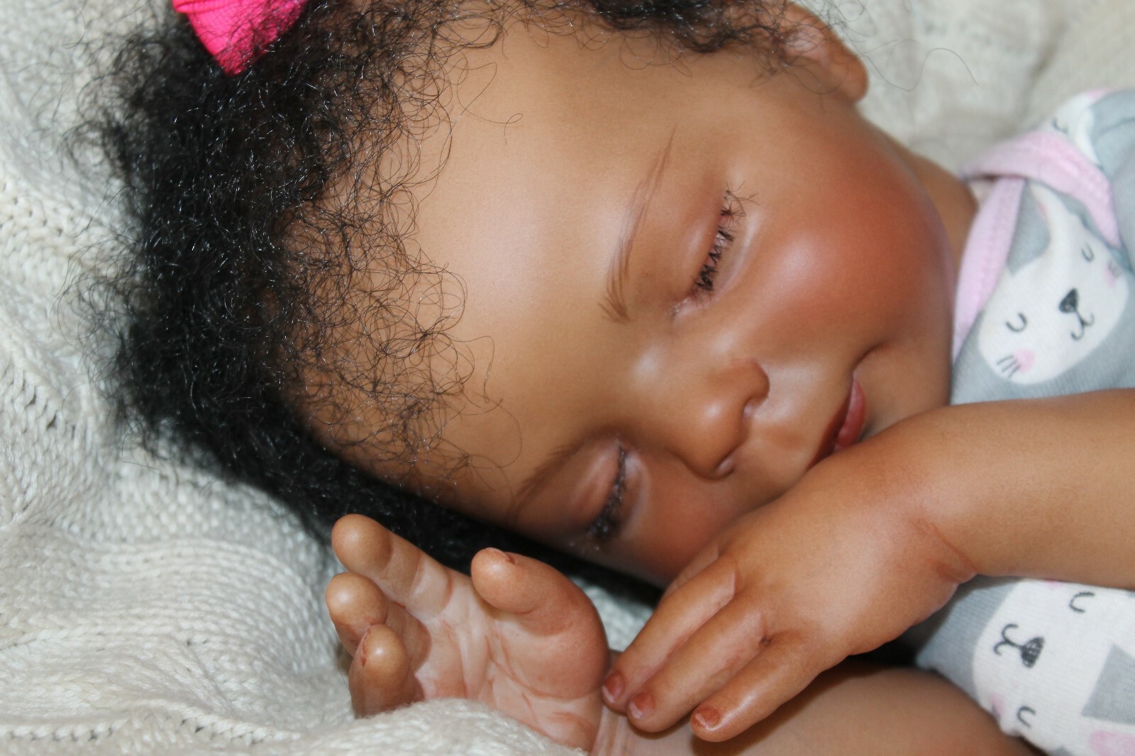 Reborn baby doll sweet lifelike ethnic 3 month baby girl Janey with 3d skin OOAK