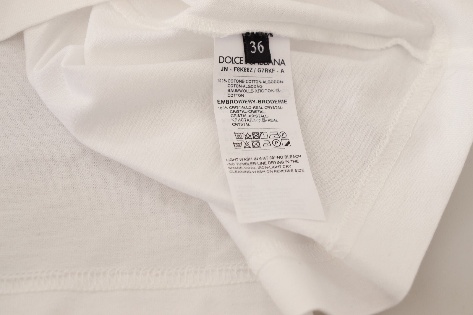 

Футболка DOLCE - GABBANA Белая майка La Moda Crystal IT38 / US4 /  Рекомендуемая розничная цена 440 долларов США, Белый