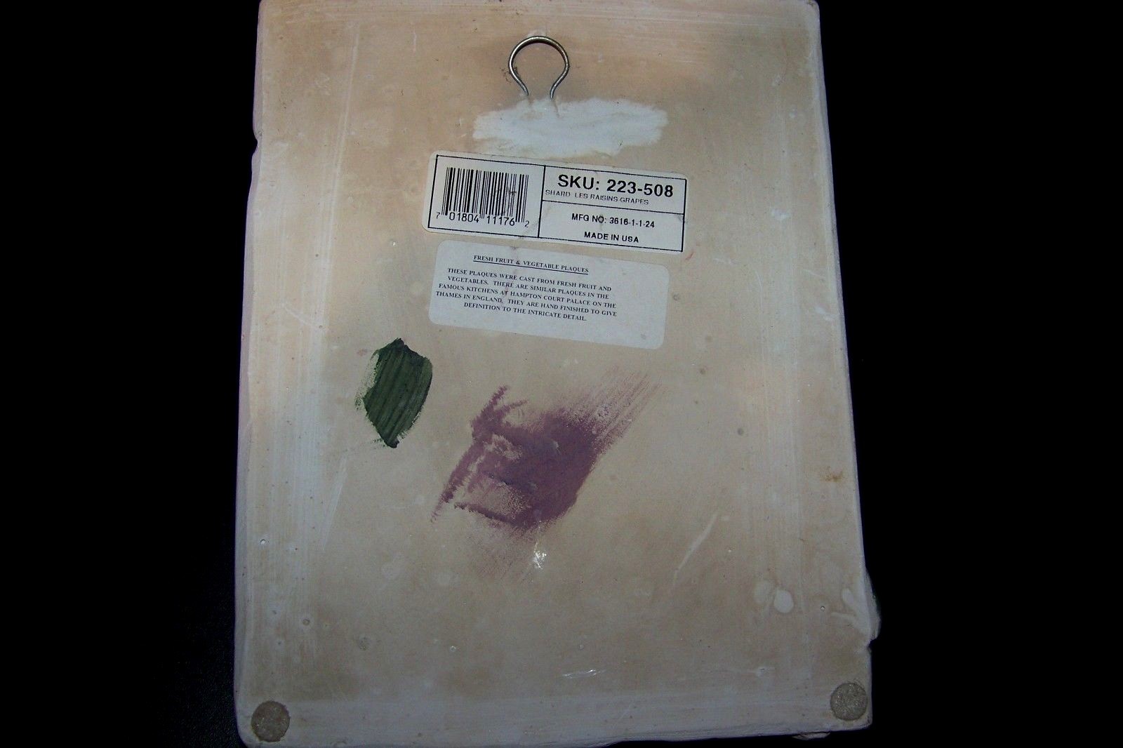 3D Relief Plaster Cast 7X9 Wall Plaque Hampton Court Palace England Grapes Fruit