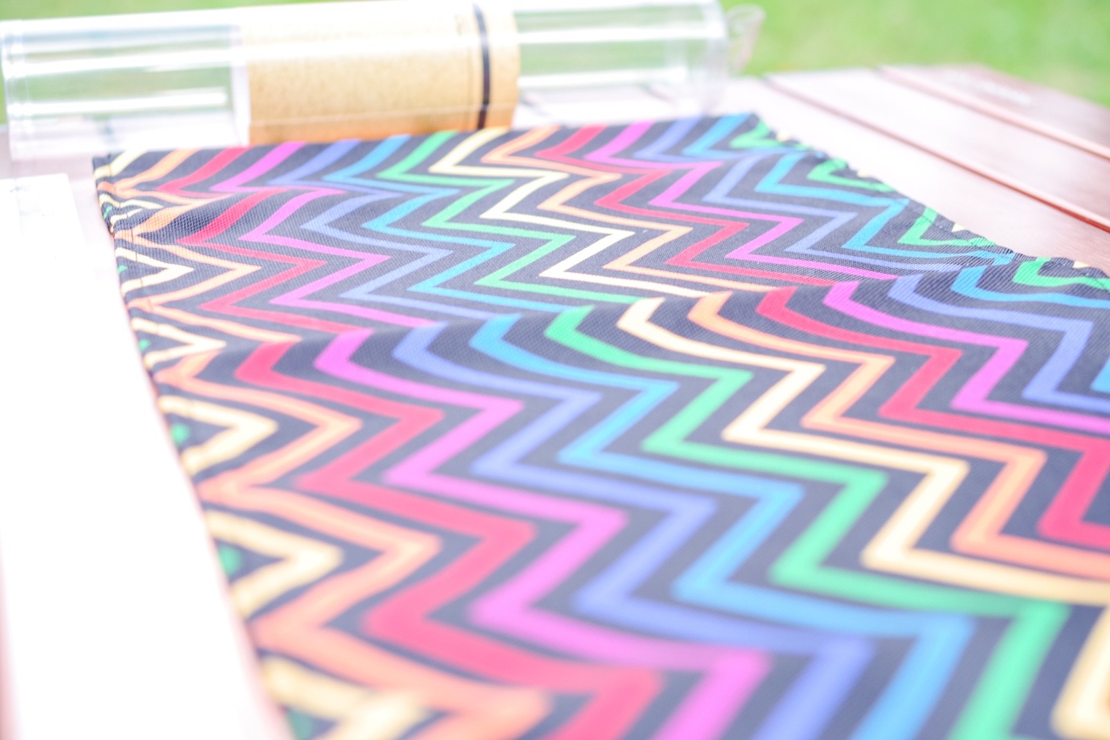 Rainbow Zig Zag Pattern Fabric Book Cover - Small Table Runner