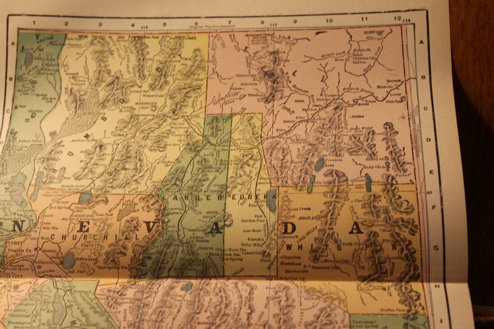 Antique 1895 Map NEVADA
