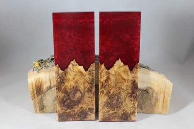 BURL RED COMPOSITE KNIFE HANDLE MATERIAL BLANK SCALES (119)