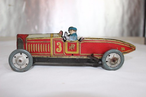 Antique 1930s PAYA SPAIN WIND UP TIN TOY RACER CAR No Arnold Bing Tippco #2