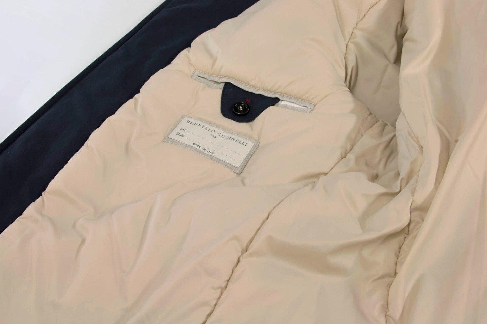 Pre-owned Brunello Cucinelli $4695  Men's Puffer Rain Overcoat With Logo Buttons A242 In Blue