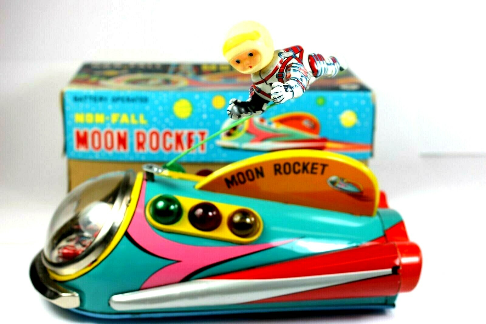 Vintage MOON ROCKET Battery Operated w/ Original Wired